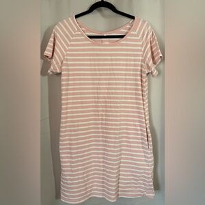 Pink and White Striped Moomoo Nightgown Dress T-Shirt Women's Size M